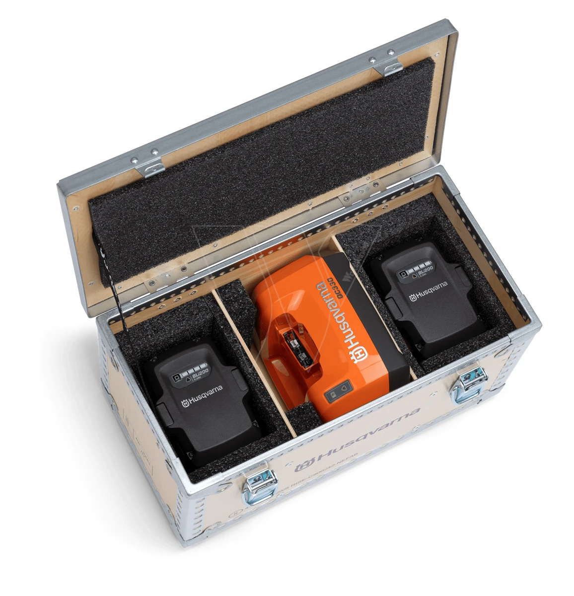 Husqvarna Opbergbox Hout 2x Accu & Lader 7 Husqvarna Opbergbox Hout 2x Accu & Lader - Afbeelding 7